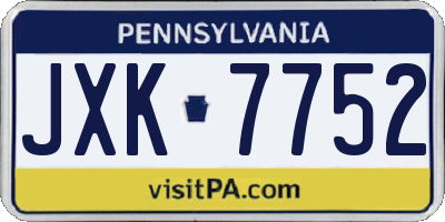 PA license plate JXK7752