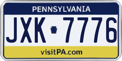 PA license plate JXK7776