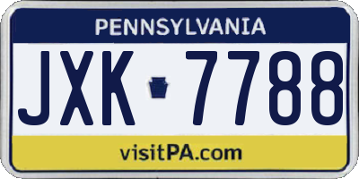 PA license plate JXK7788