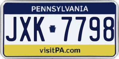 PA license plate JXK7798