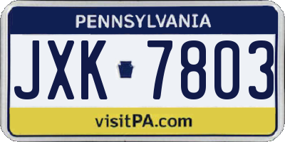 PA license plate JXK7803