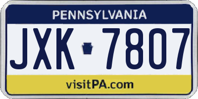 PA license plate JXK7807