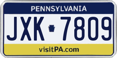 PA license plate JXK7809