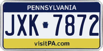 PA license plate JXK7872