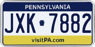 PA license plate JXK7882