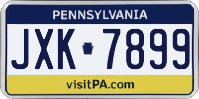 PA license plate JXK7899