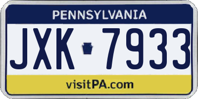 PA license plate JXK7933