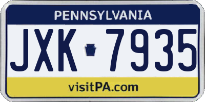 PA license plate JXK7935
