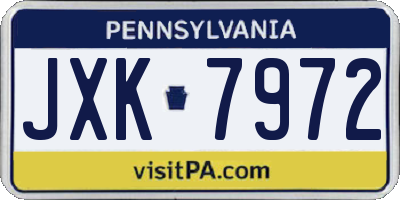 PA license plate JXK7972