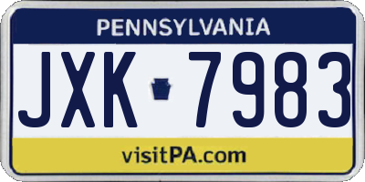PA license plate JXK7983