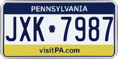 PA license plate JXK7987