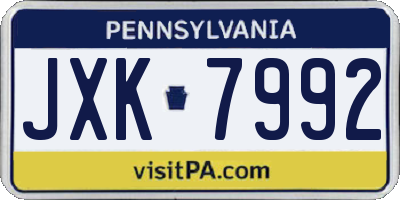 PA license plate JXK7992