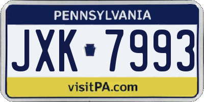PA license plate JXK7993