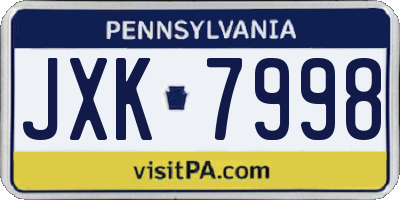 PA license plate JXK7998