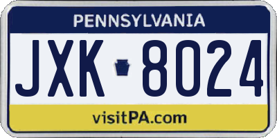 PA license plate JXK8024
