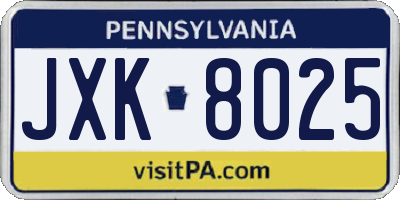 PA license plate JXK8025
