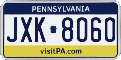 PA license plate JXK8060