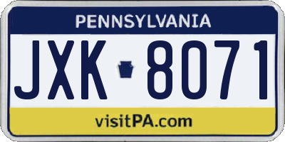 PA license plate JXK8071