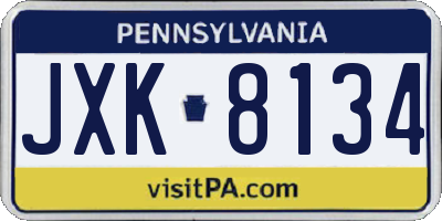 PA license plate JXK8134