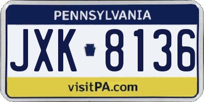 PA license plate JXK8136