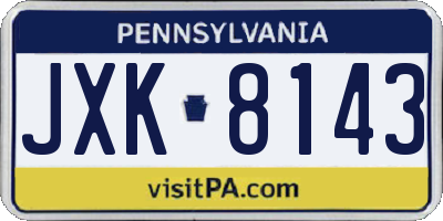 PA license plate JXK8143