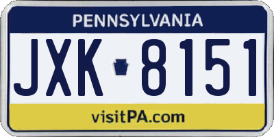 PA license plate JXK8151