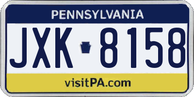PA license plate JXK8158