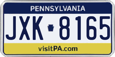 PA license plate JXK8165