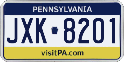 PA license plate JXK8201