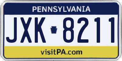 PA license plate JXK8211