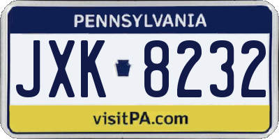 PA license plate JXK8232
