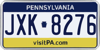 PA license plate JXK8276