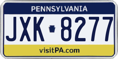 PA license plate JXK8277