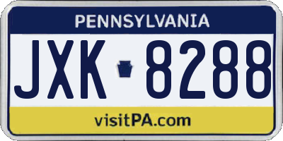 PA license plate JXK8288