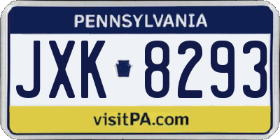 PA license plate JXK8293