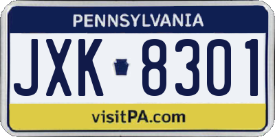PA license plate JXK8301
