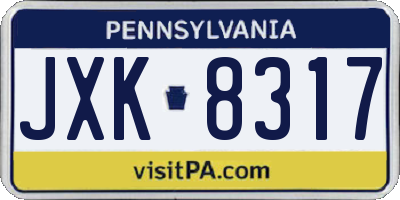 PA license plate JXK8317