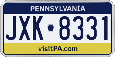 PA license plate JXK8331