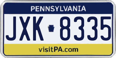 PA license plate JXK8335