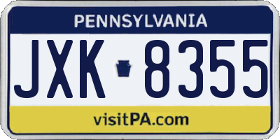 PA license plate JXK8355