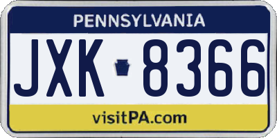 PA license plate JXK8366