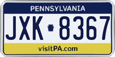 PA license plate JXK8367