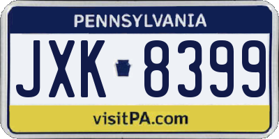 PA license plate JXK8399