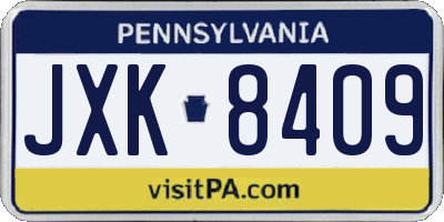 PA license plate JXK8409