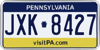 PA license plate JXK8427