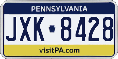 PA license plate JXK8428