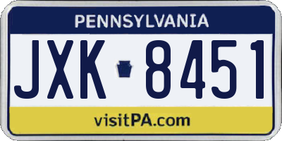 PA license plate JXK8451
