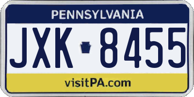 PA license plate JXK8455