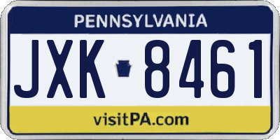 PA license plate JXK8461
