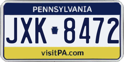 PA license plate JXK8472
